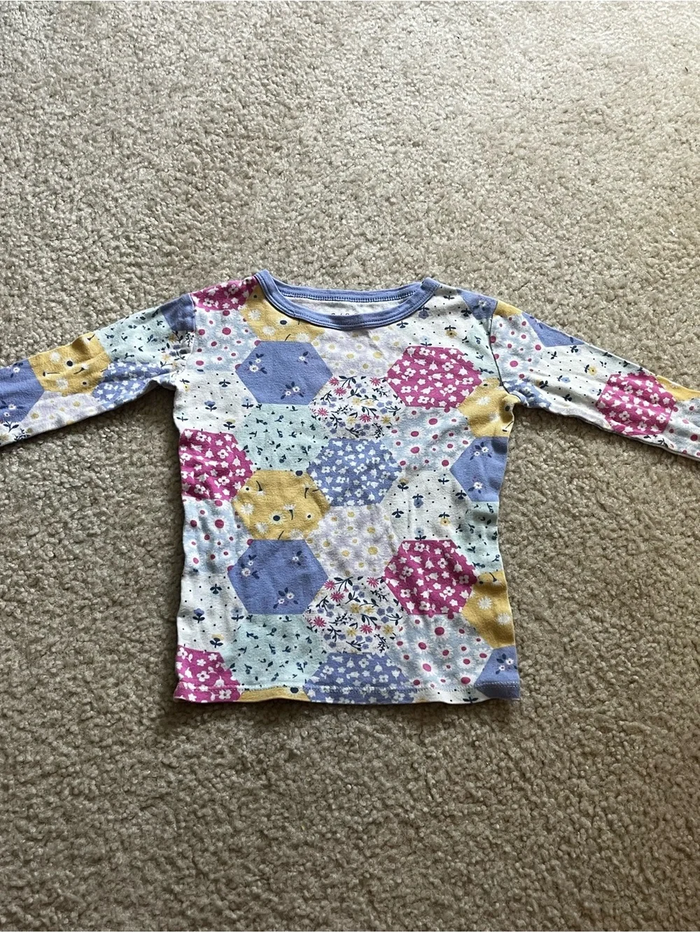 Girls Floral Patchwork Pajama Set - Lavender, Yellow, Pink